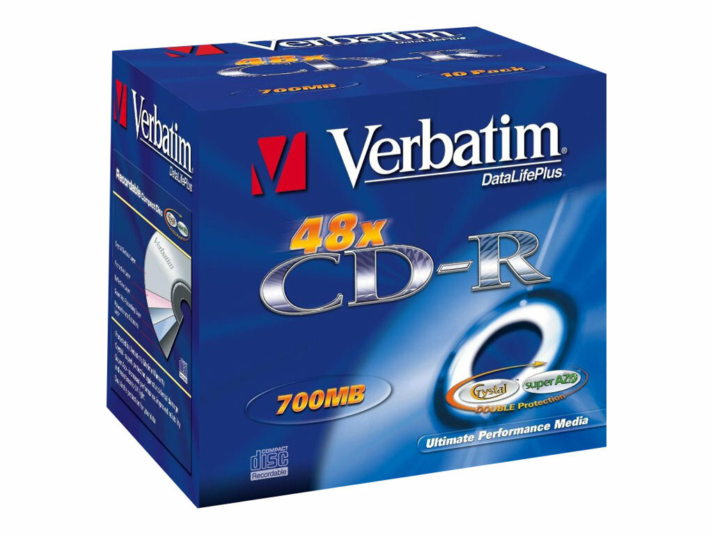Płyty CD-R Verbatim 43327 10 sztuk opakowanie widoczne pod skosem