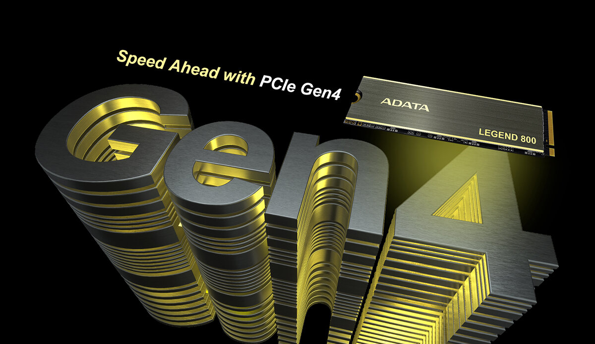 Dysk SSD Adata Legend 800 1TB M.2 PCIe Gen4 NVMe grafika przedstawiająca informację o generacji Gen4x4