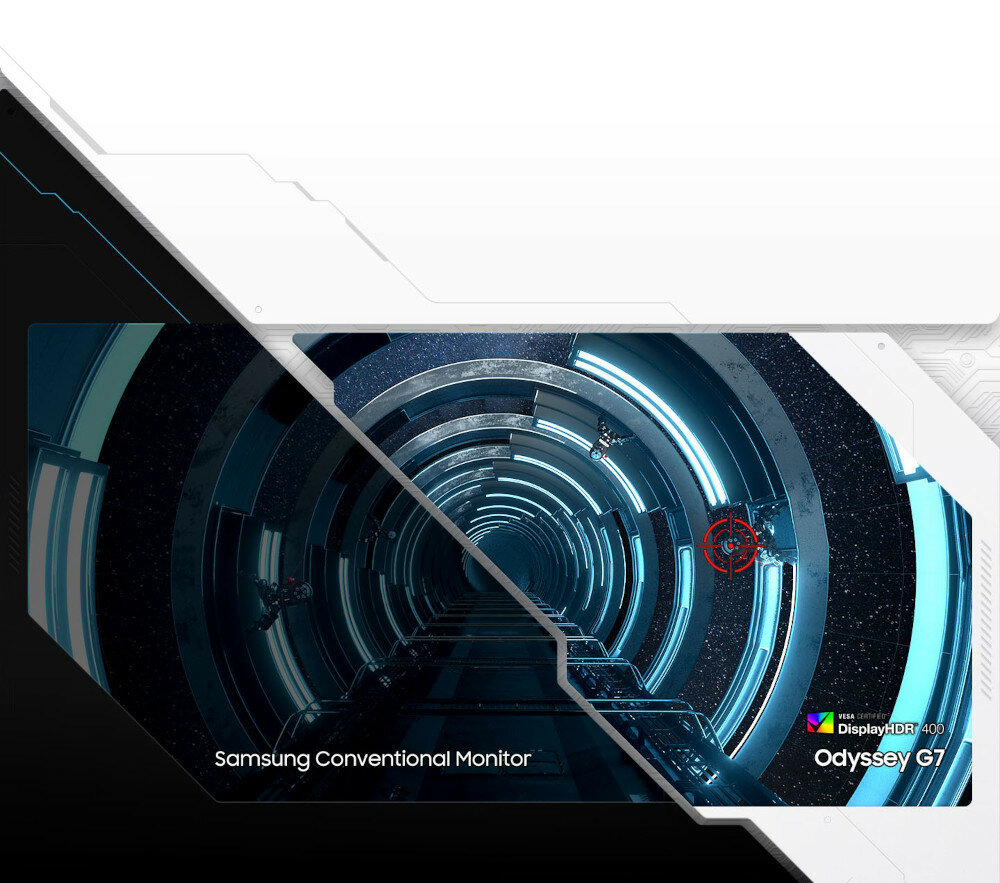 Monitor Samsung Odyssey G70B 28' UHD grafika przedstawiająca wyświetlacz od frontu