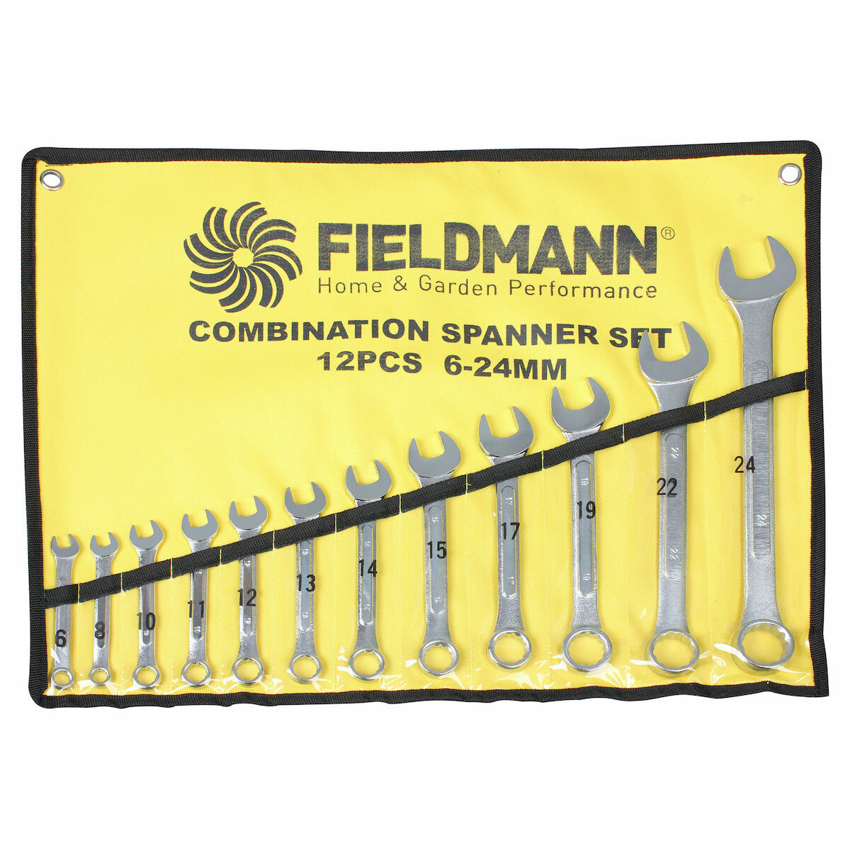 Zestaw kluczy płaskooczkowych Fieldmann FDN1010 12 szt. zestaw widoczny z góry