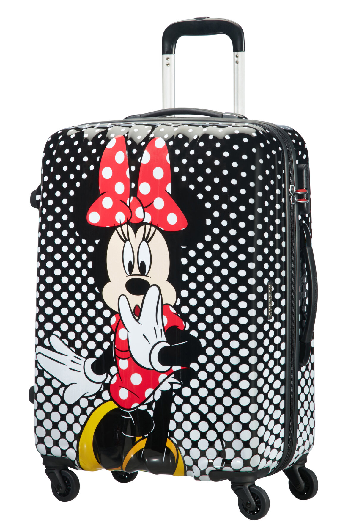 Walizka American Tourister Minie Mouse Disney Legends spin.65/24 widok na walizkę pod skosem
