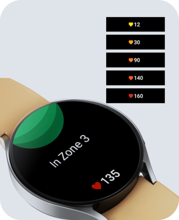 Smartwatch Samsung Galaxy Watch 6 SM-R930NZ 40mm beżowy pokazany pomiar tętna na zegarku