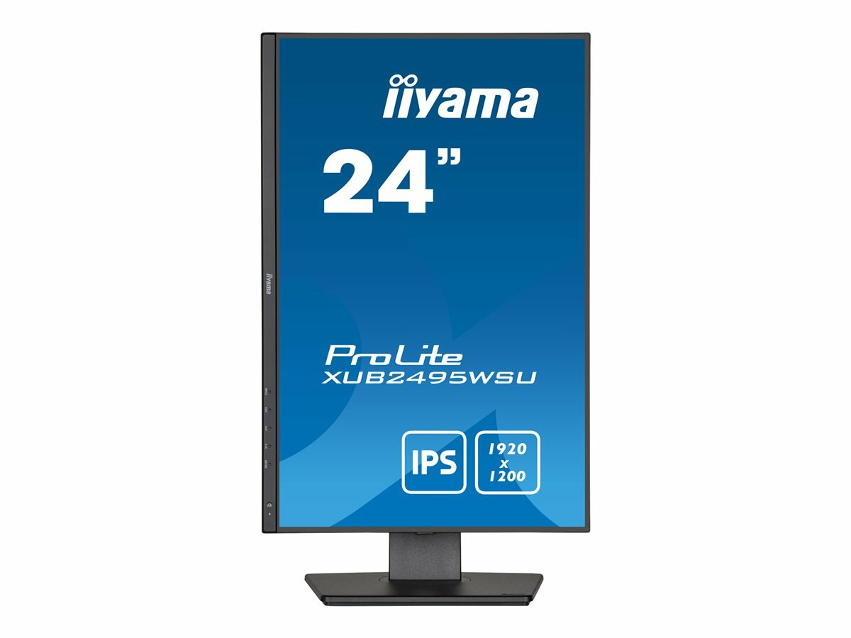 Monitor iiyama ProLite XUB2495WSU-B5 IPS widok monitora od przodu z ekranem w pozycji pionowej