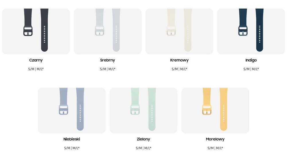 Pasek sportowy Samsung ET-SFR93 do Galaxy Watch6 S/M widok na wszystkie kolory pasków