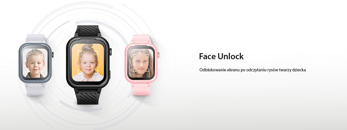 Smartwatch Garett Kids Essa 4G szary prezentacja funkcji Face Unlock