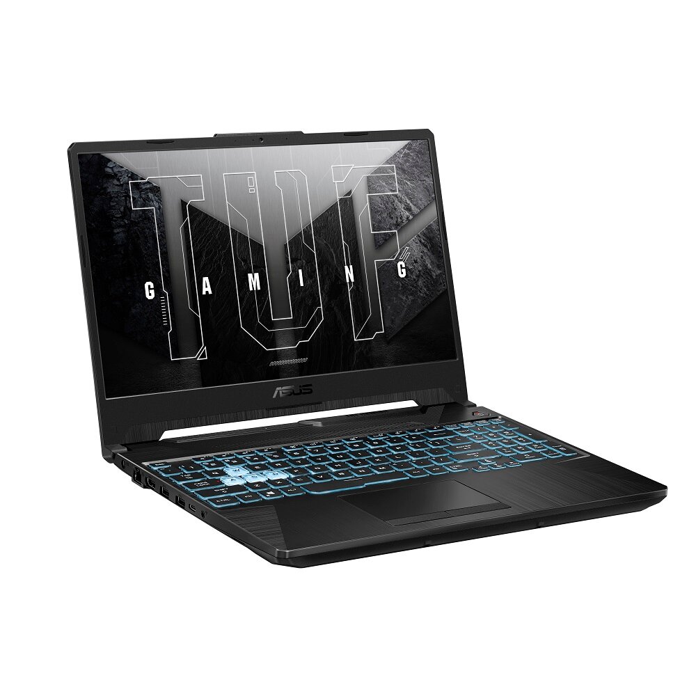 Laptop Asus FX506HF-HN018W TUF Gaming F15 15,6' 16/512GB grafika przedstawia laptop pod skosem