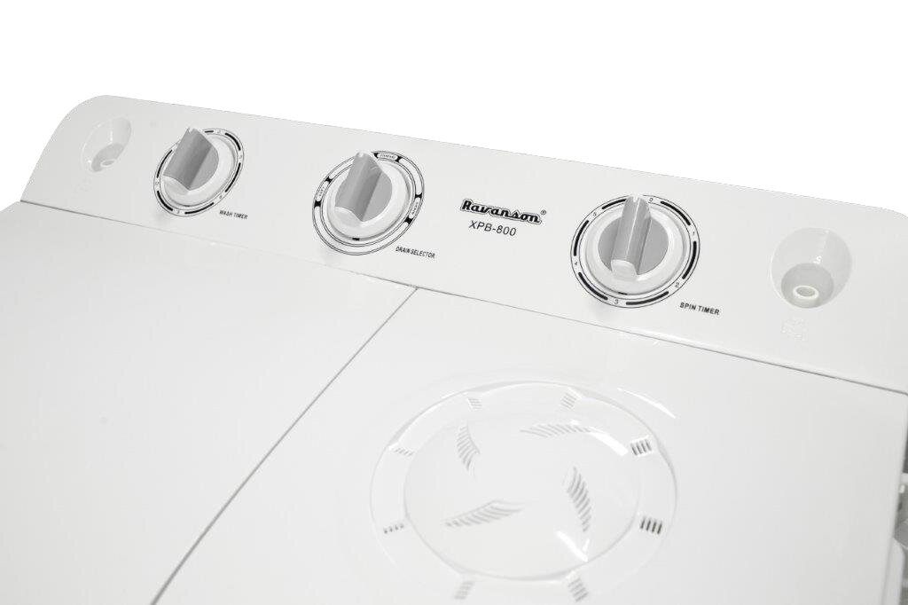 Pralka wirnikowa z wirówką Ravanson XPB-800 grafika przedstawia zbliżenie na pokrętła pralki