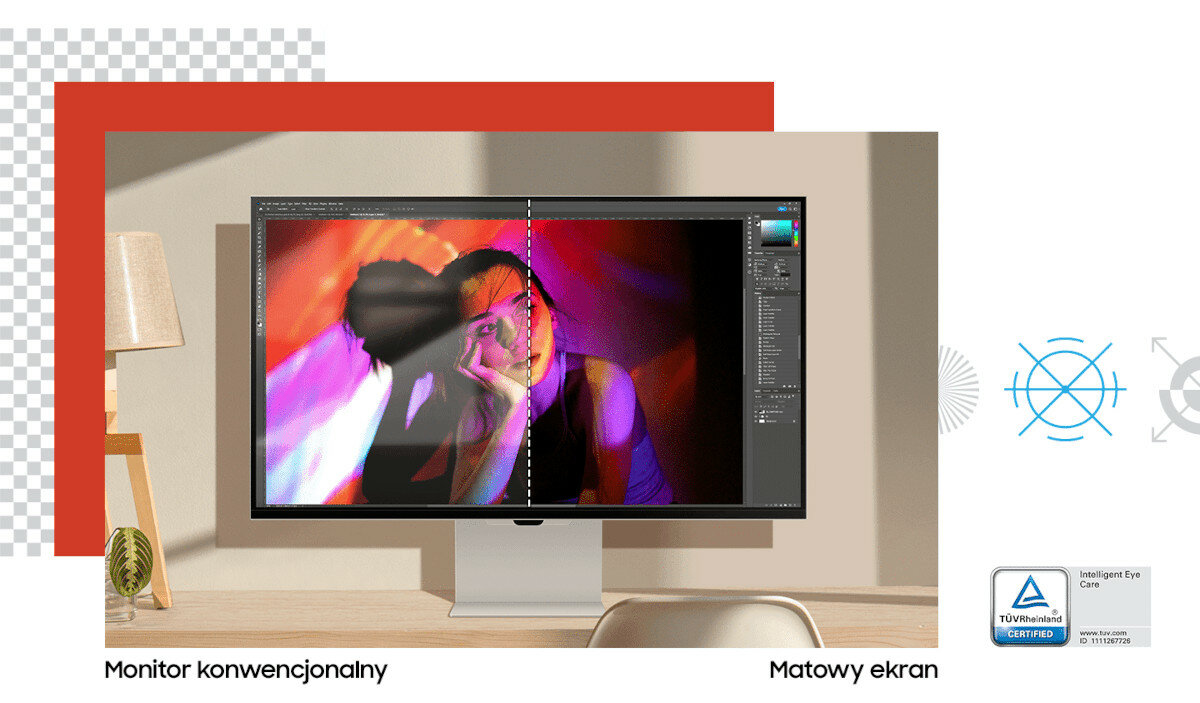Monitor Samsung ViewFinity S90PC grafika przedstawiająca matową powłokę