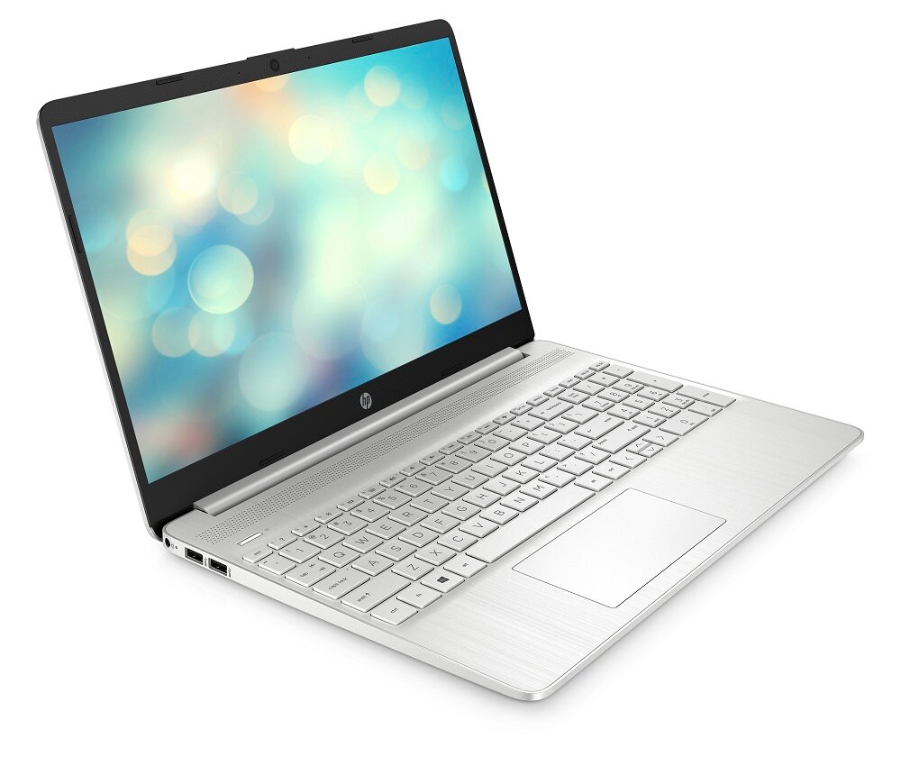 Laptop HP 15s-eq2804nw srebrny 15,6 widok pod skosem od przodu