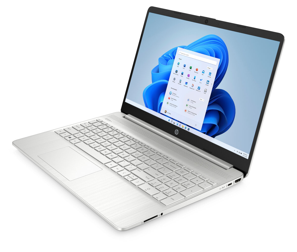 Laptop HP 15s-eq3412nw 15.6' 16GB/1TB srebrny widok na laptop pod skosem