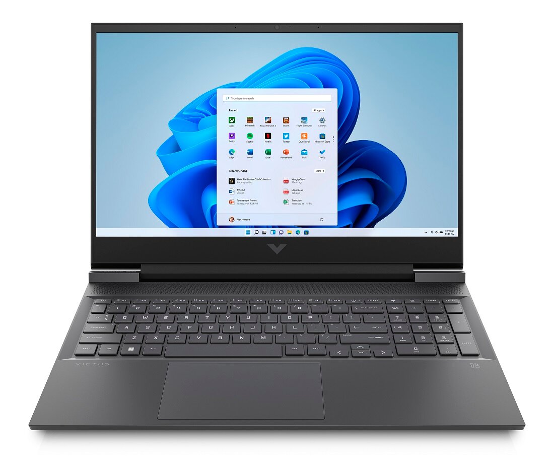 Laptop HP Victus 16-d1102nw i5-12500H grafika przedstawia laptop od frontu