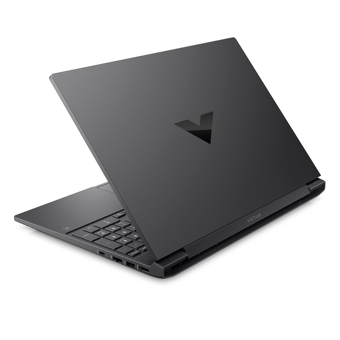 Laptop HP Victus Gaming 15-fa0122nw Intel® Core™ i5-12450H grafika przedstawia przymknięty laptop od tyłu