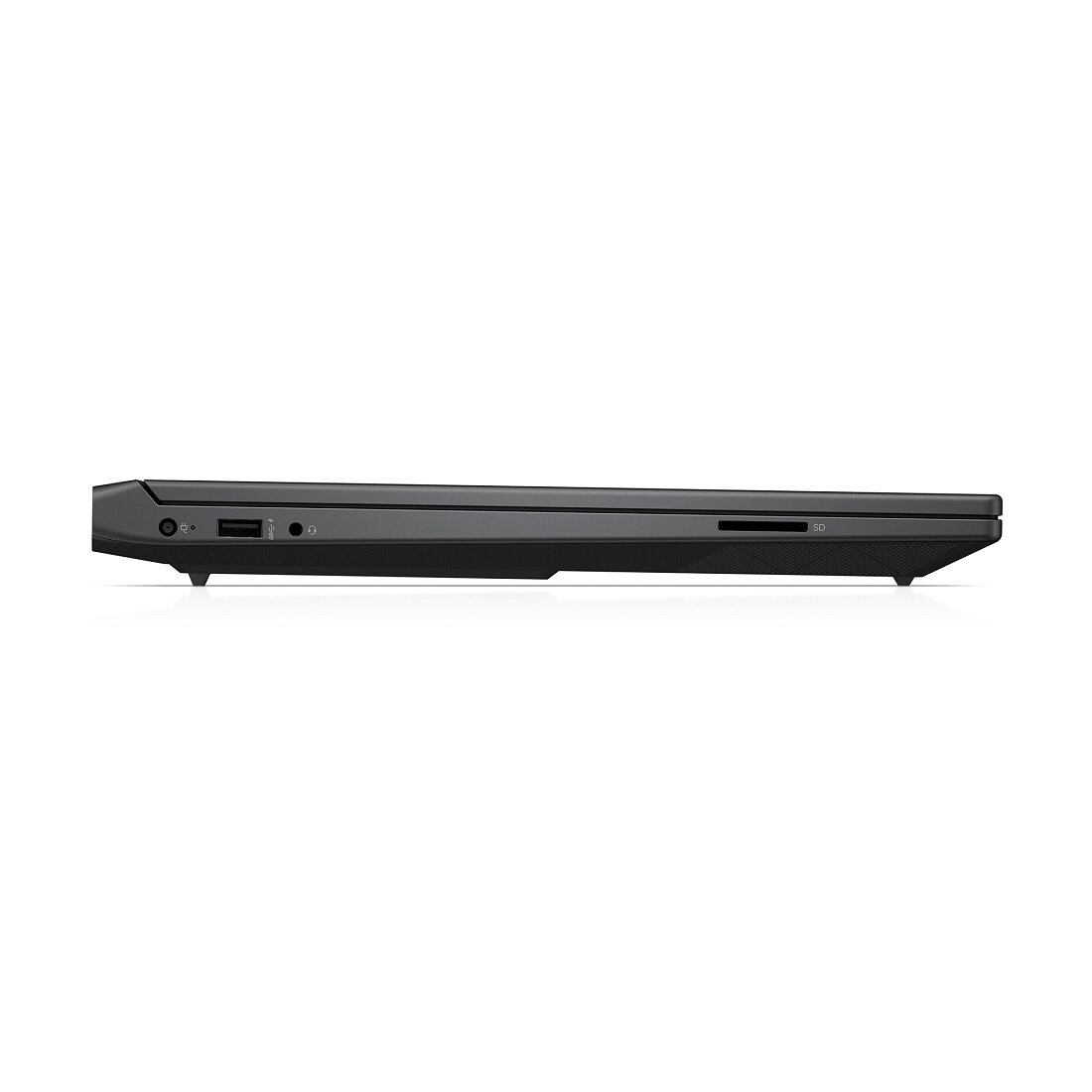 Laptop HP Victus Gaming 15-fa0122nw Intel® Core™ i5-12450H grafika przedstawia zamknięty laptop od boku