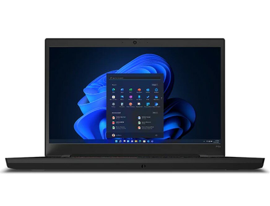 Laptop Lenovo ThinkPad P15v Gen 3 16/512GB grafika przedstawia od frontu włączony laptop na białym tle