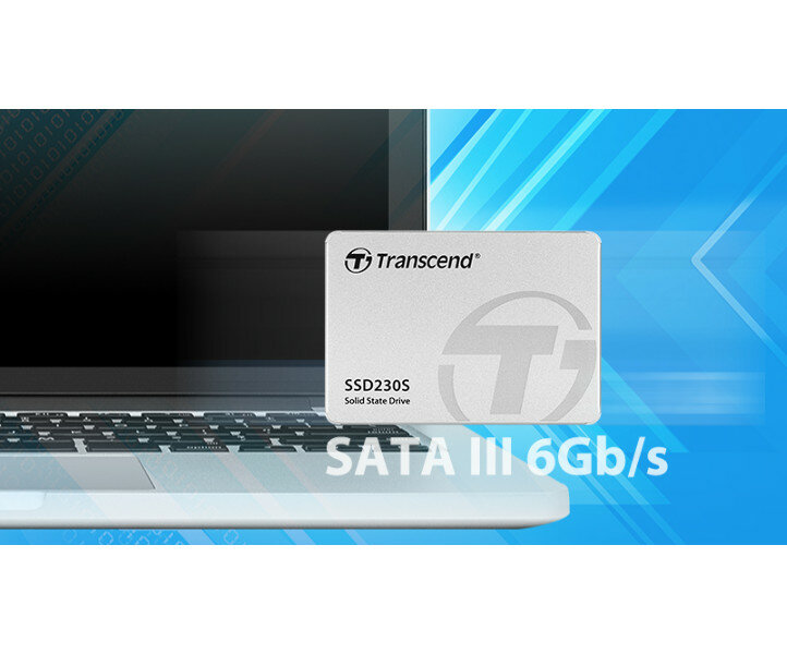 Dysk SSD Transcend SSD230S zdjęcie dysku obok laptopa