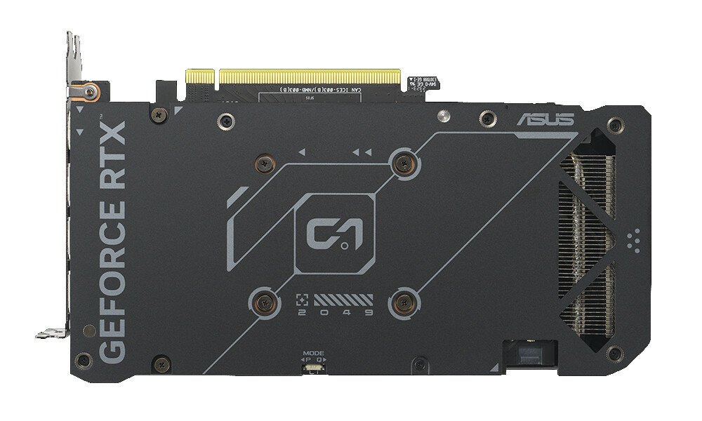 Karta graficzna ASUS Dual GeForce RTX 4060 Ti grafika przedstawia tylny panel karty
