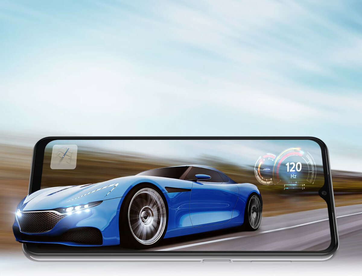 Smartfon Samsung Galaxy A23 5G 4GB/128GB biały widok na grafikę przedstawiającą szybkość działania smartfona