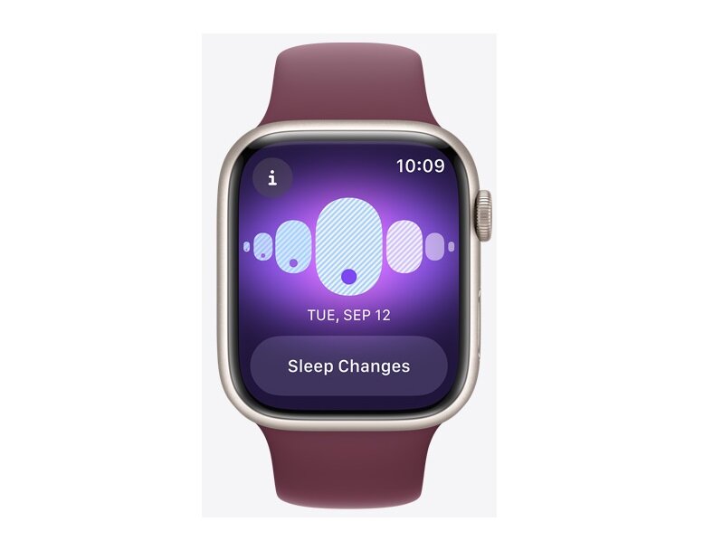 Smartwatch Apple Watch SE GPS 40mm srebrny aluminium + niebieski pasek S/M frontem z widocznym pomiarem cyklu
