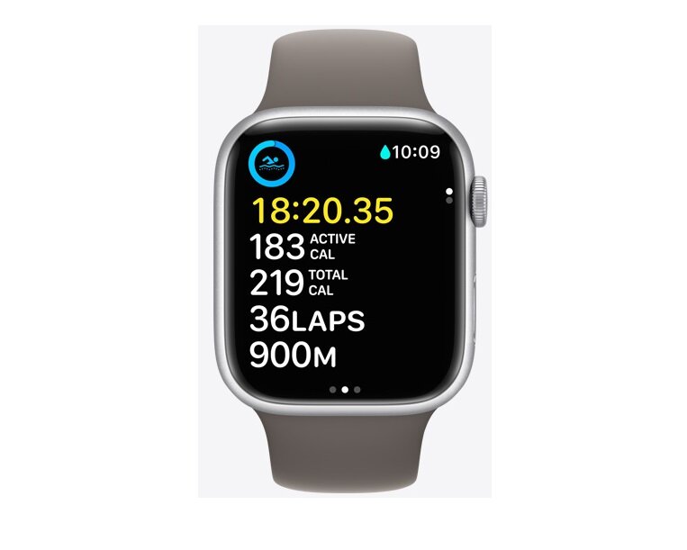 Smartwatch Apple Watch SE GPS 44mm srebrny aluminium + zimowy błękitny pasek frontem