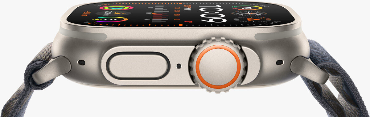 Smartwatch Apple Watch Ultra 2 przybliżony widok od boku