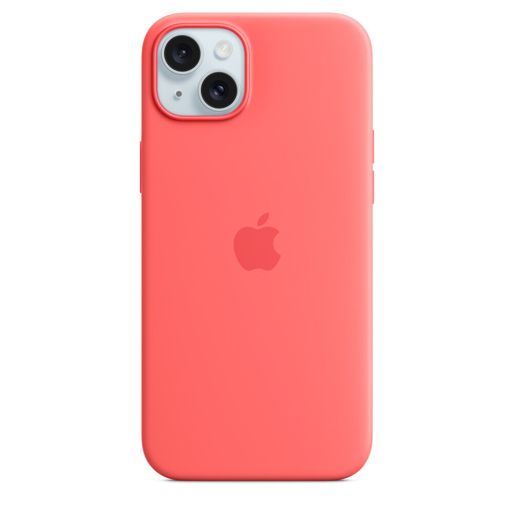 Etui Apple silikonowe z MagSafe do iPhone 15 Plus od frontu na smartfonie