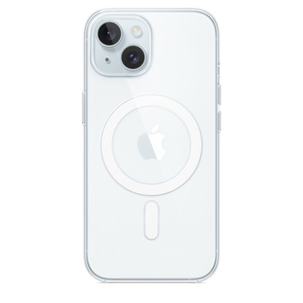 Etui Apple Clear Case na iPhone 15 MagSafe przezroczyste frontem na telefonie