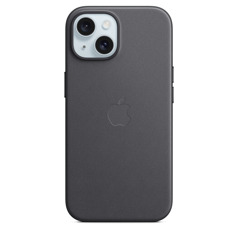 Etui Apple FineWoven z MagSafe do iPhone’a 15 widok na etui założone na smartfon