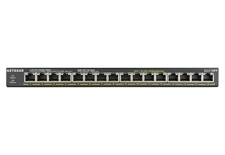 Switch Netgear GS316PP 16-portowy złącza