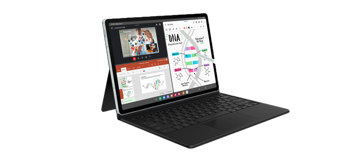 Tablet Samsung Galaxy Tab S9 FE grafika przedstawiająca tryb DeX w tablecie