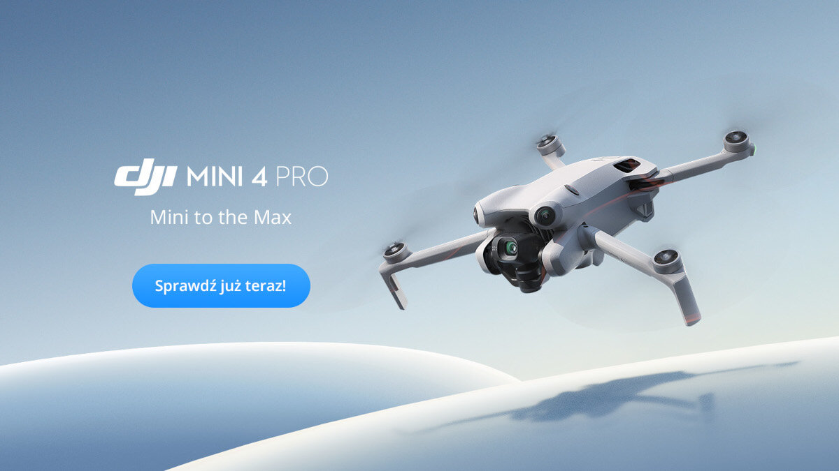 Dron DJI Mini 4 Pro Fly More Combo (DJI RC 2) grafika przedstawiająca dron po skosie