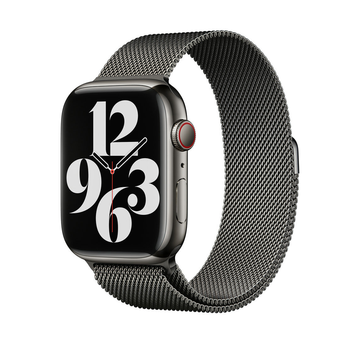 Bransoleta mediolańska Apple MTJM3ZM/A grafika przedstawia smartwatch z bransoletą pod skosem