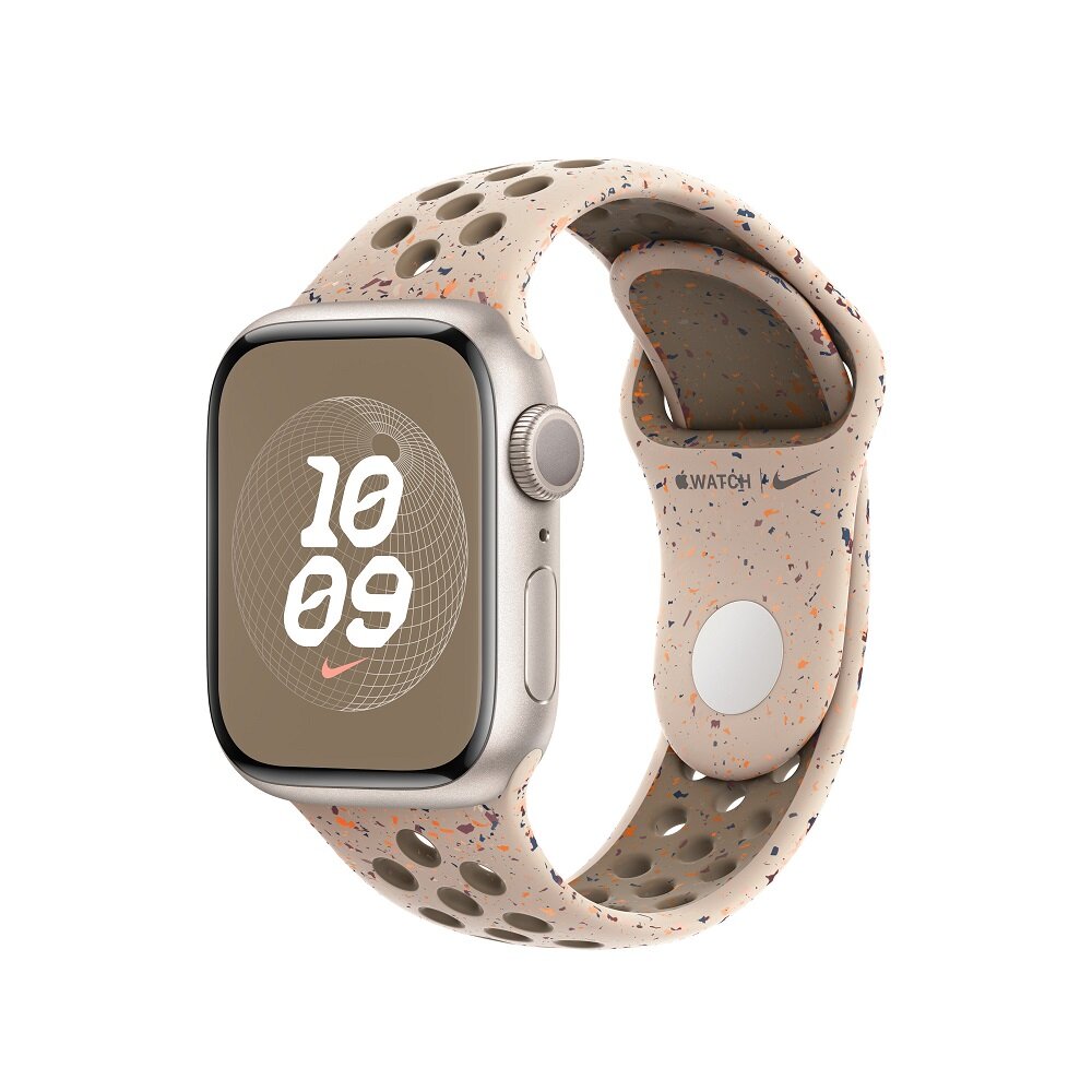 Pasek sportowy Apple Nike MUUR3ZM/A grafika przedstawia smartwatch z paskiem pod skosem