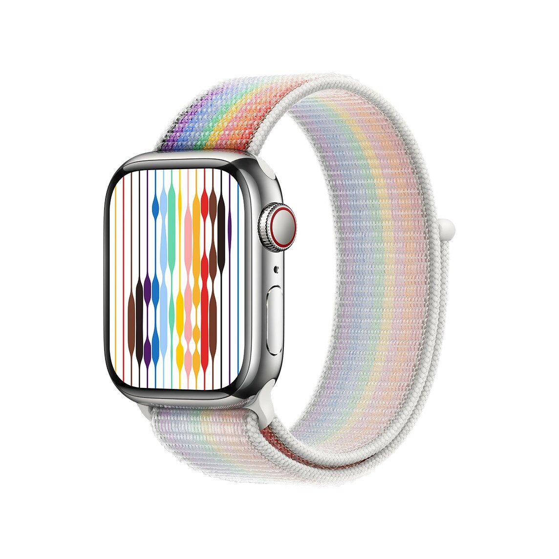 Opaska sportowa Apple MU9R3ZM/A grafika przedstawia smartwatch z paskiem pod skosem