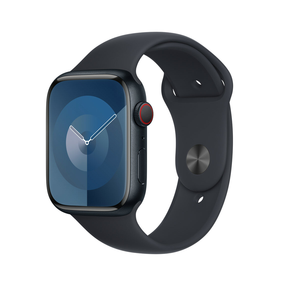 Pasek sportowy Apple MU2F3ZM/A grafika przedstawia smartwatch z założonym paskiem pod skosem
