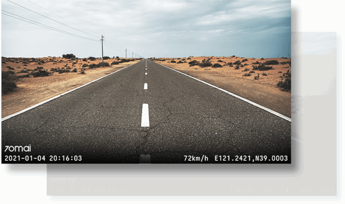 Wideorejestrator 70mai A400 Dash Cam biały + RC09 widok z kamery na drogę