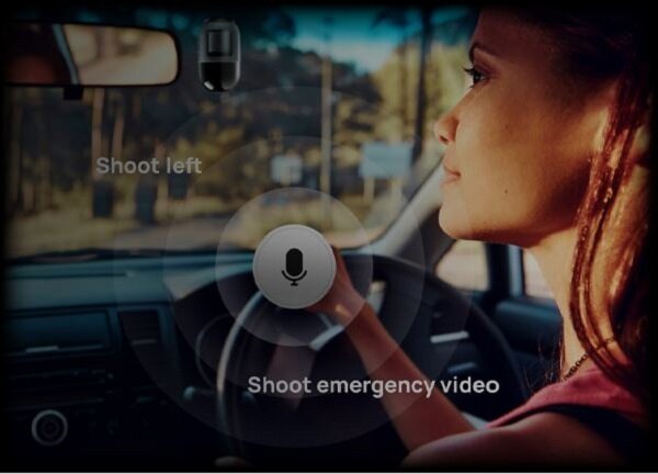 Wideorejestrator 70mai X200 Dash Cam Omni 64 GB czerwony   prezentacja funkcji sterowania głosowego - widok kierującej kobiety