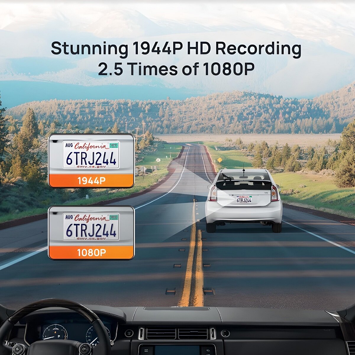 Wideorejestrator 70mai Dash Cam M500 128GB  kadr z nagrania z wyszczególnionymi tablicami rejestracyjnymi samochodu