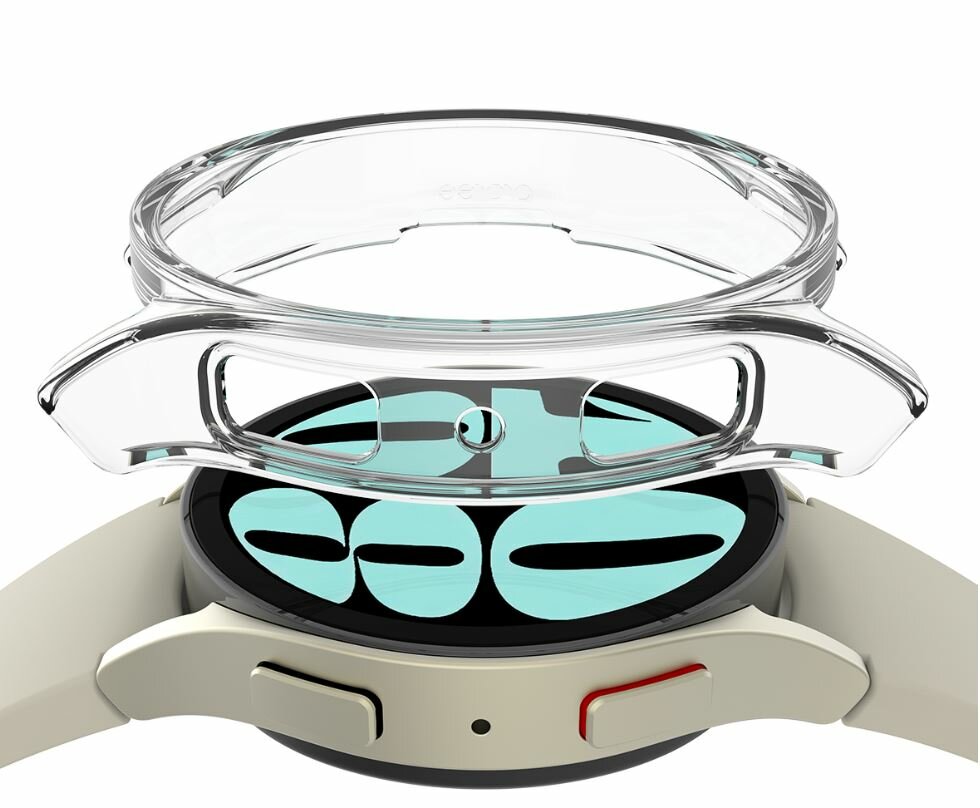 Etui Araree Nukin AR20-01733A przeźroczyste Watch6 40 mm grafika przedstawia smartwatch oraz etui pod skosem