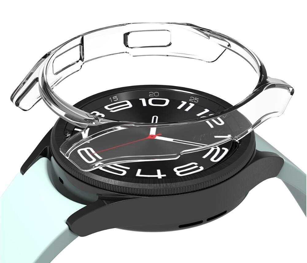 Etui Araree Nukin AR20-01786A przeźroczyste Watch6 43 mm grafika przedstawia smartwatch i etui pod skosem
