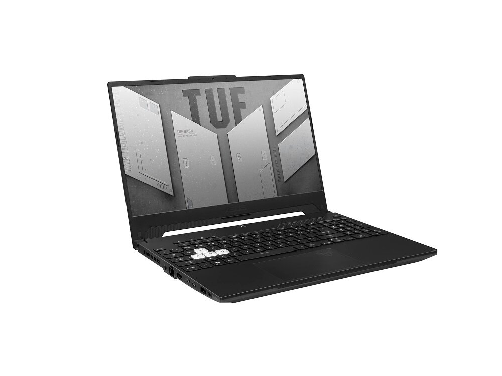 Laptop Asus FX507ZV4-LP055W TUF Gaming F15 15,6' 16/512GB grafika przedstawia laptop pod skosem
