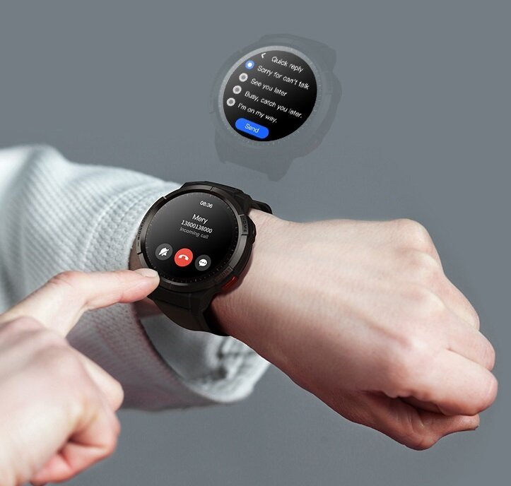 Smartwatch Mibro GS czarny grafika przedstawiająca funkcję odpisywania SMS