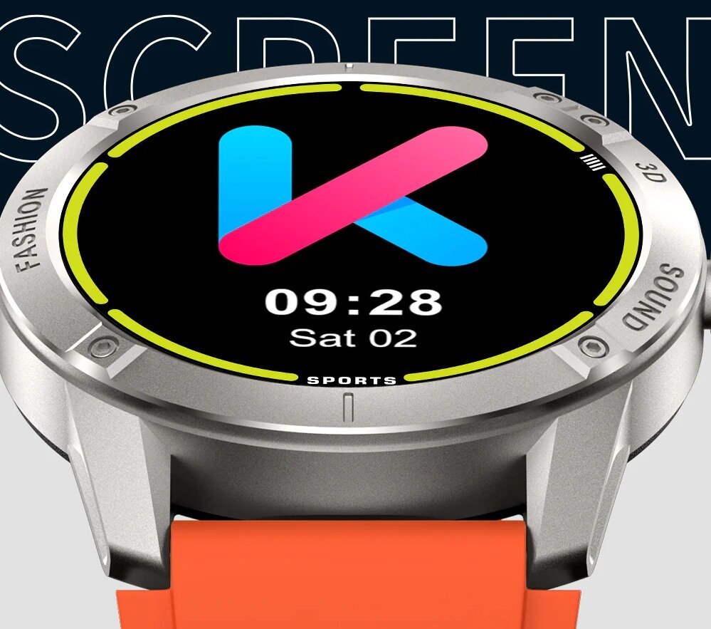 Smartwatch Kumi GW2 Pro szary grafika przedstawia zbliżenie na wyświetlacz smartwatcha