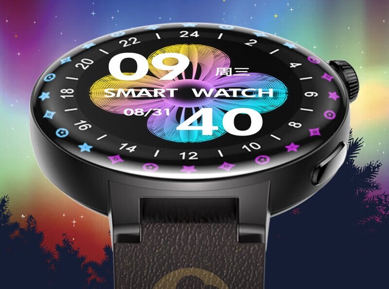 Smartwatch Kumi GT6 Pro szaro-biały grafika przedstawia zbliżenie na wyświetlacz smartwatcha