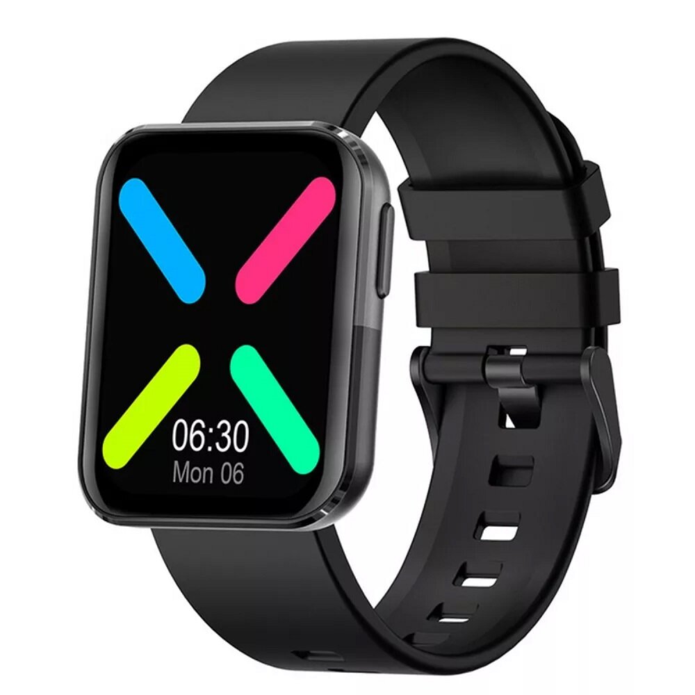 Smartwatch Kumi GT6 czarny grafika przedstawia smartwatch pod skosem