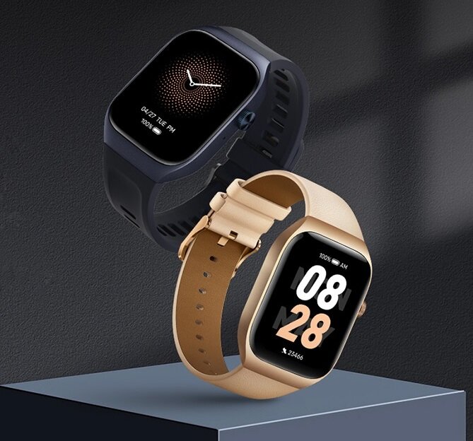 Smartwatch Mibro T2 niebieski grafika przedstawia dwa smartwatche pod skosem