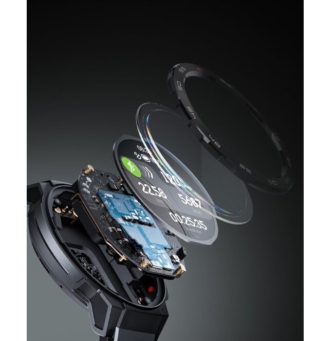Smartwatch Mibro GS Pro czarny grafika przedstawia przekrój smartwatcha