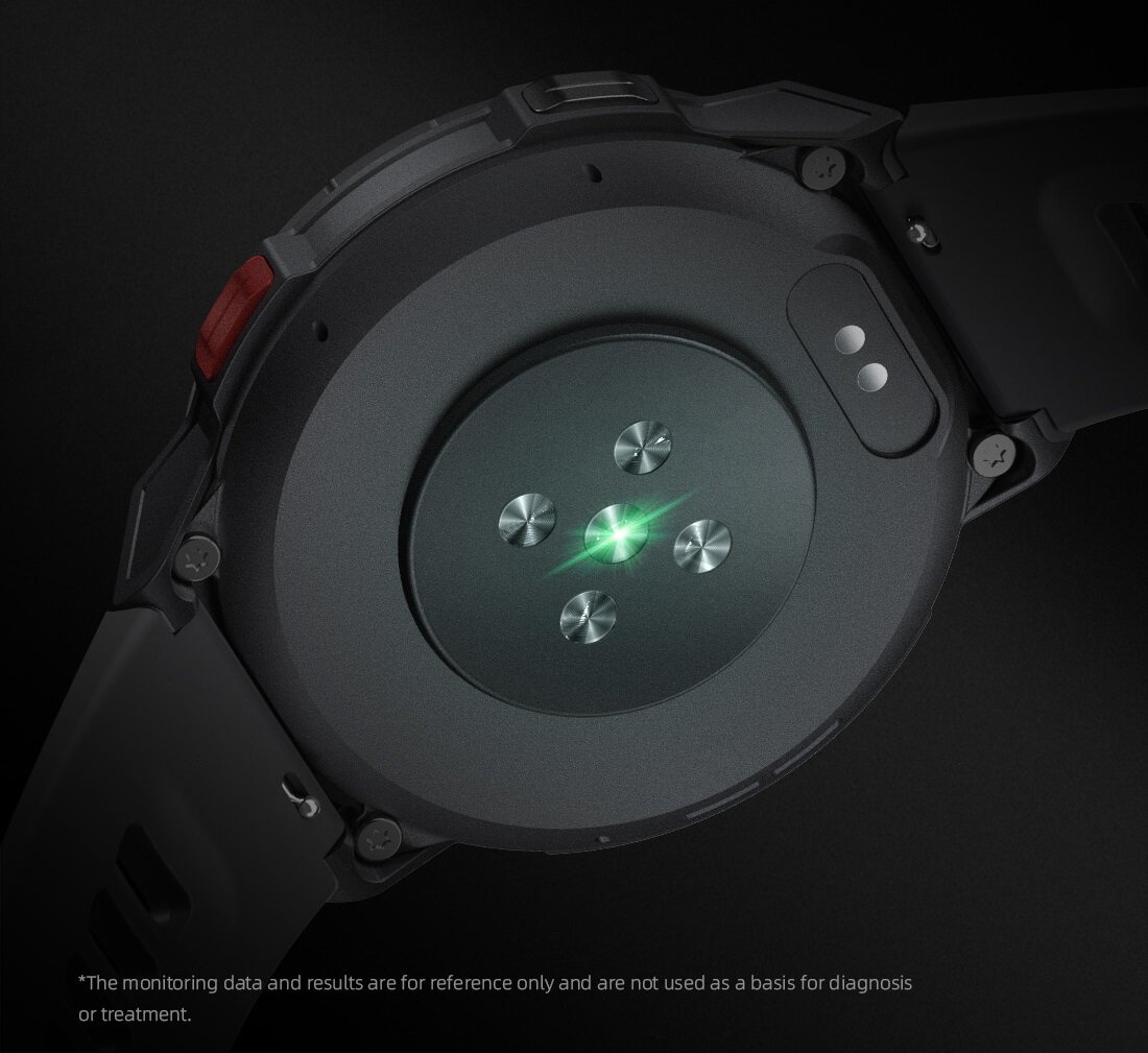 Smartwatch Mibro GS Pro czarny grafika przedstawia czujnik na spodzie smartwatcha