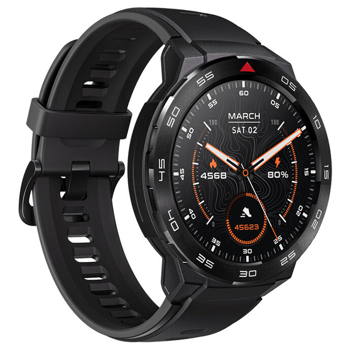 Smartwatch Mibro GS Pro czarny grafika przedstawia smartwatch pod skosem
