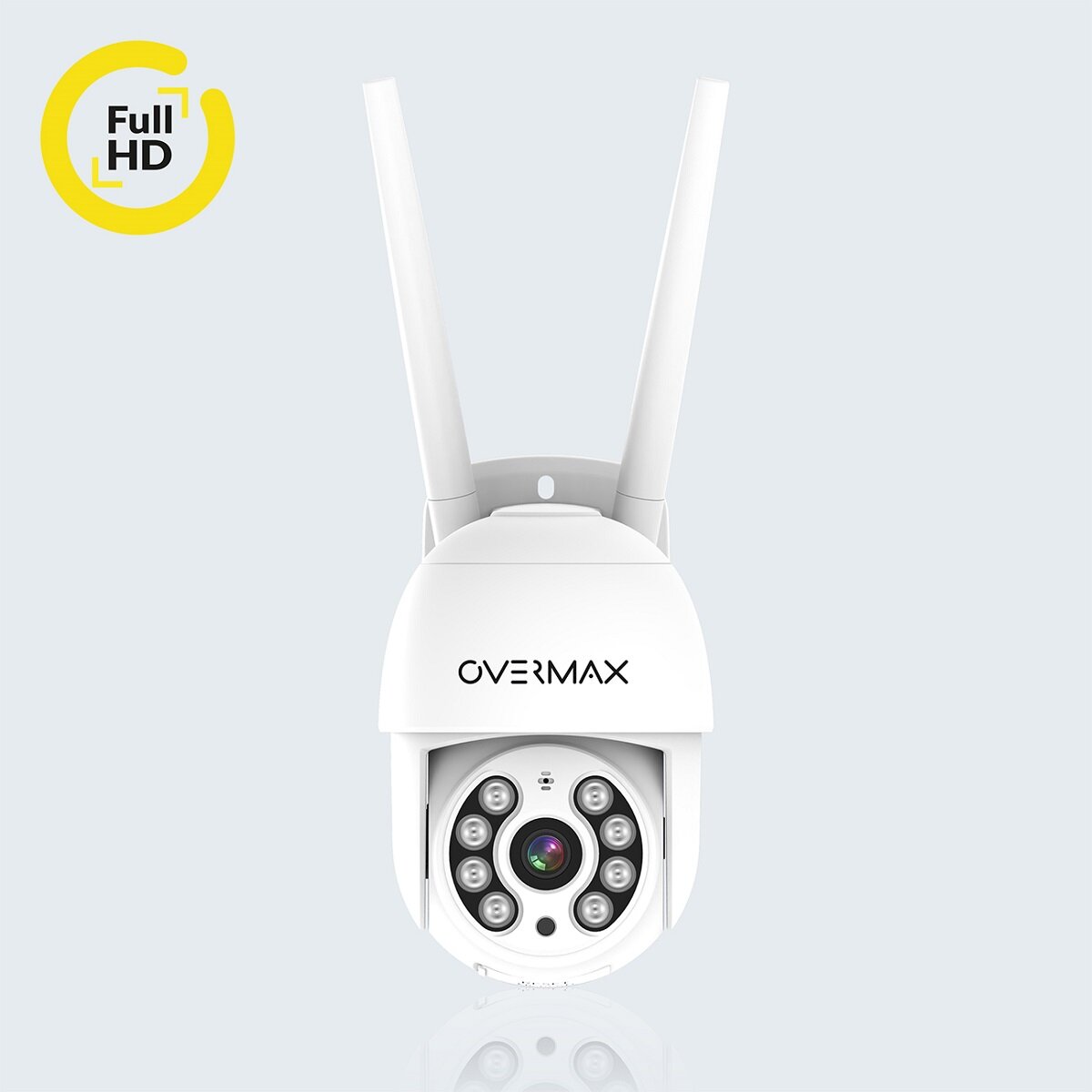Kamera Overmax Camspot 4.0 PTZ WiFi widok kamery od przodu z informacją o rozdzielczości Full HD