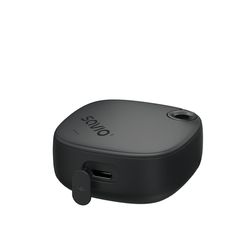 Słuchawki bezprzewodowe Savio TWS-11 Bluetooth grafika przedstawia zamknięte etui z odsłoniętym portem do ładowania
